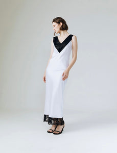 Grace Lace Silk Maxi Dress in White
