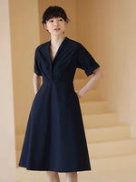Load image into Gallery viewer, Tailored Flare Pocket Dress in Navy
