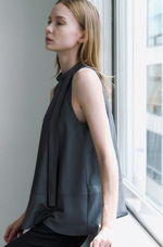 Load image into Gallery viewer, [Ready to Ship] Korean Nekeu Ribbon Tie Tent Top in Ink Grey
