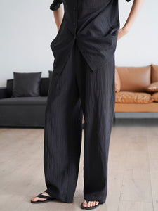 Classic Short Sleeve Shirt // Relaxed Pants Set in Black