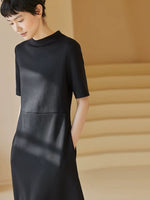 Load image into Gallery viewer, High Neck Midi Flare Dress in Black

