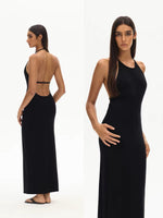 Load image into Gallery viewer, Padded Drop Back Stretch Halter Dress [2 Colours]
