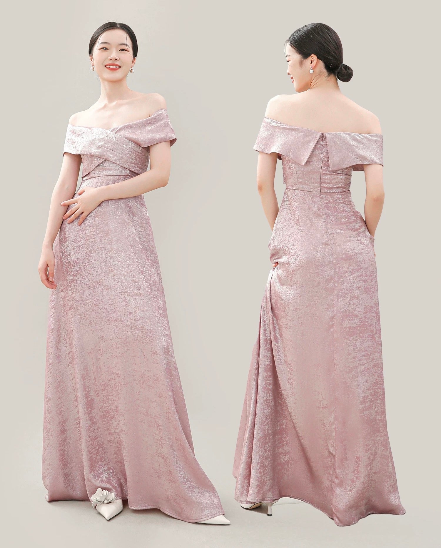 Chinoiserie Evening Gowns in Pink