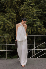 Load image into Gallery viewer, Halter Embellished Top // Trousers Set in Off White
