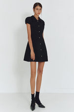 Load image into Gallery viewer, Korean Melanie Button Dress in Black
