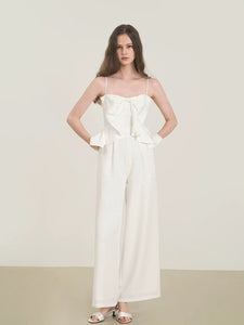 Bow Cami Pocket Maxi Jumpsuit in White