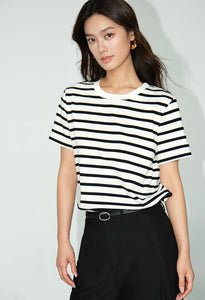 Classic Striped Tee in White/Black