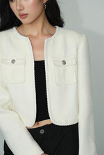 Load image into Gallery viewer, Tweed Curve Hem Open Jacket [2 Colours]
