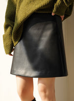 Load image into Gallery viewer, Faux Leather Mid Skirt in Black
