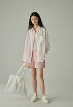 Load image into Gallery viewer, Duo Striped Oversized Shirt in Pink/White

