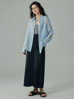 Load image into Gallery viewer, Tencel Sheer Classic Shirt in Blue
