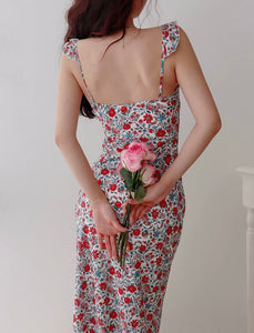 Dahlia Floral Flutter Strap Midi Dress [2 Colours]