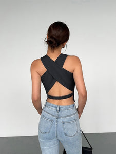 Back Cutout Tailored Vest in Grey