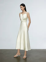 Load image into Gallery viewer, Satin Cutout Dress in Cream
