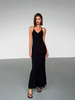 Load image into Gallery viewer, Halter Lace Maxi Dress in Black
