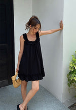 Load image into Gallery viewer, Sleeveless Gathered Babydoll Dress in Black
