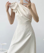 Load image into Gallery viewer, Toga Bow Polka Dress in Cream
