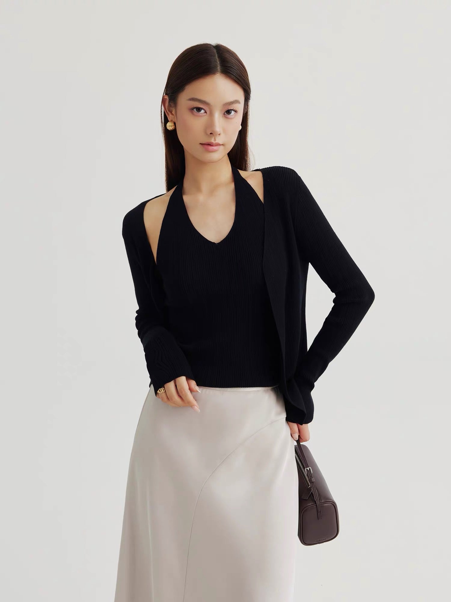 Tencel Blend Light Knit Halter Top// Open Cardigan Set [2 Colours]