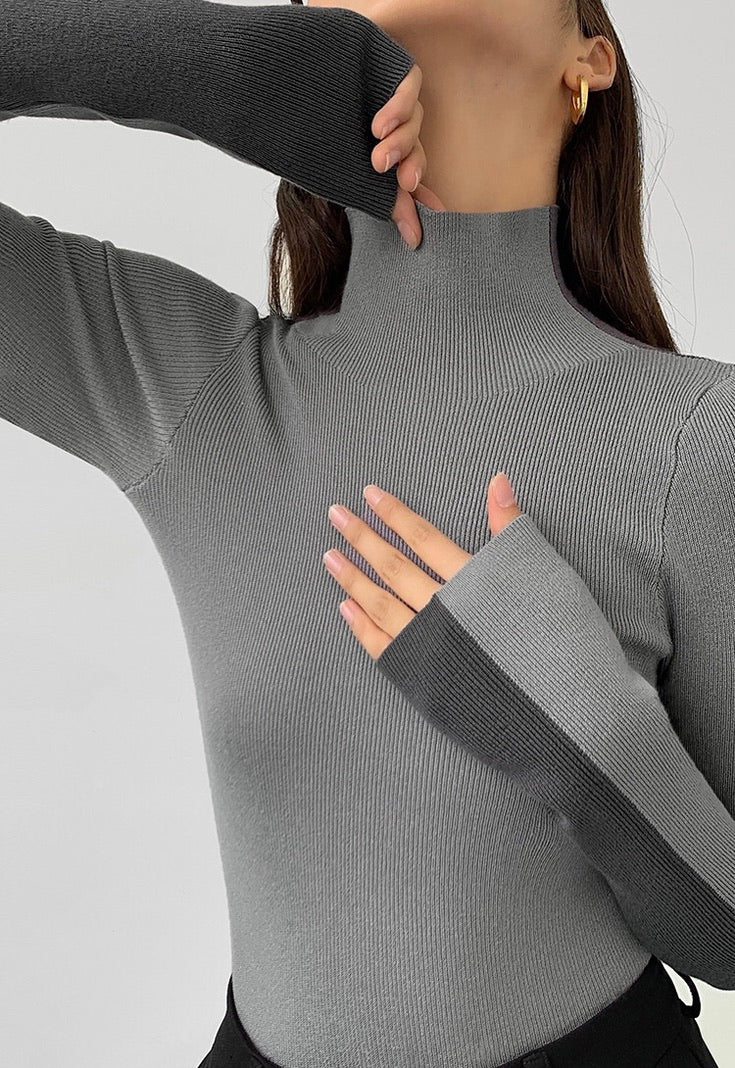 Duo Tone Turtleneck Top [2 Colours]