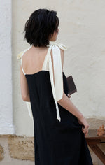 Load image into Gallery viewer, Ribbon Tie Maxi Dress in Black
