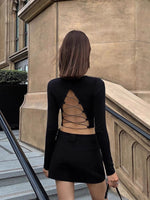 Load image into Gallery viewer, Shoestring Tie Back Top in Black
