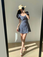 Load image into Gallery viewer, Floral Sweetheart Mini Dress in Blue
