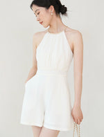 Load image into Gallery viewer, Chain Pocket Short Jumpsuit in White

