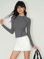 Load image into Gallery viewer, Contrast Stitch Long Sleeve Top [2 Colours]
