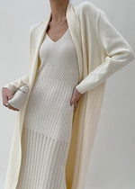 Load image into Gallery viewer, Light Knit Tie Maxi Cardigan in Cream
