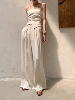 Load image into Gallery viewer, Textured Bustier Top + Pants Set in Beige
