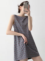 Load image into Gallery viewer, Polka Sleeveless Shift Dress in Grey
