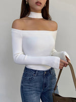 Load image into Gallery viewer, Off Shoulder Halter Top in White

