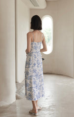 Load image into Gallery viewer, Toile Printed Cami Dress in White/Blue
