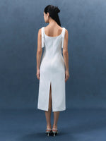 Load image into Gallery viewer, Long Bow Sheath Dress in White
