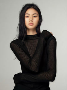 Sheer Knit V Top [2 Colours]