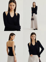 Load image into Gallery viewer, Tencel Blend Light Knit Halter Top// Open Cardigan Set [2 Colours]
