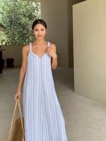 Load image into Gallery viewer, Striped Pocket Maxi Tent Dress in Blue
