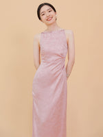 Load image into Gallery viewer, Chinoiserie Satin Slit Dress in Pink
