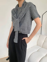 Load image into Gallery viewer, Woolly Knitted Top + Shawl Set in Grey
