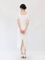 Load image into Gallery viewer, Crochet Lace Midi Shift Dress in White
