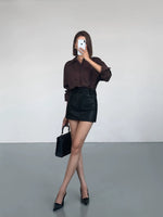 Load image into Gallery viewer, Mini Faux Leather Skirt in Black
