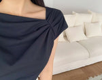 Load image into Gallery viewer, Korean Rotu Ruched Stretch Blouse [2 Colours]
