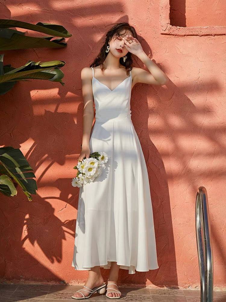 [Ready to Ship] Sandstone Tie Maxi Dress in White