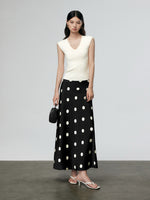 Load image into Gallery viewer, Satin Polka Maxi Slip Skirt in Black

