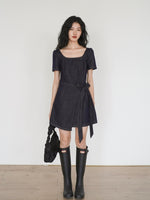 Load image into Gallery viewer, Denim Wrap Dress in Navy
