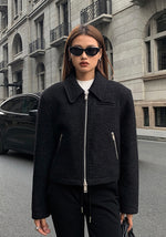 Load image into Gallery viewer, Double Zip Wool Blend Jacket in Black
