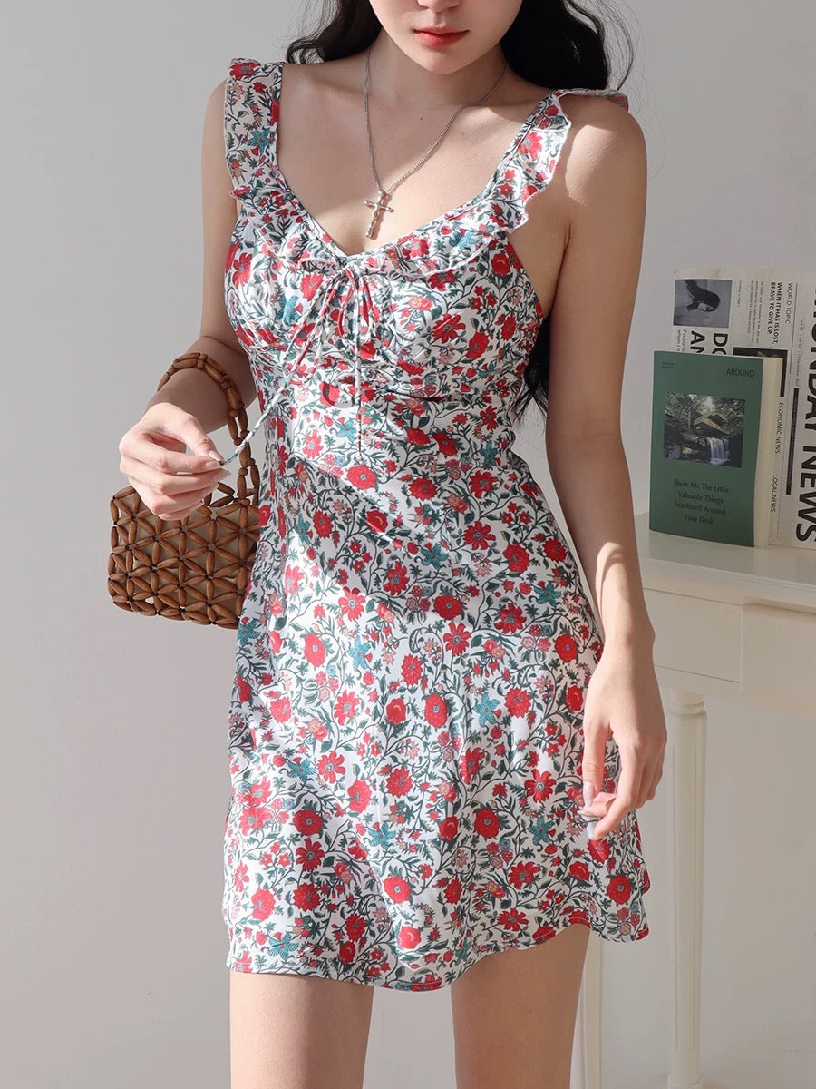 Dahlia Floral Flutter Strap Mini Dress [2 Colours]