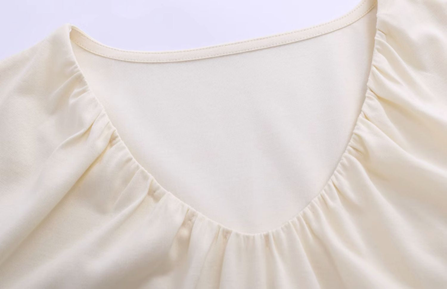 V Gathered Top in Cream