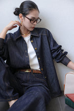 Load image into Gallery viewer, Denim Shirt + Skirt + Trousers Set in Navy
