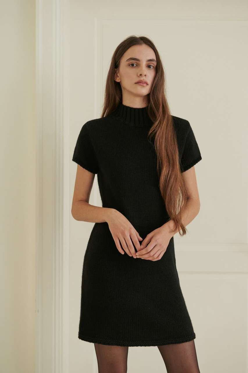 Korean Merino Cashmere Half Knit Dress [3 Colours]